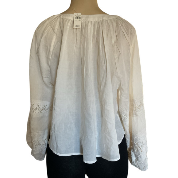 Aerie Natural Crochet Button Shirt Women’s S Boho Peasant Blouse Lace Ruffle - Picture 7 of 13